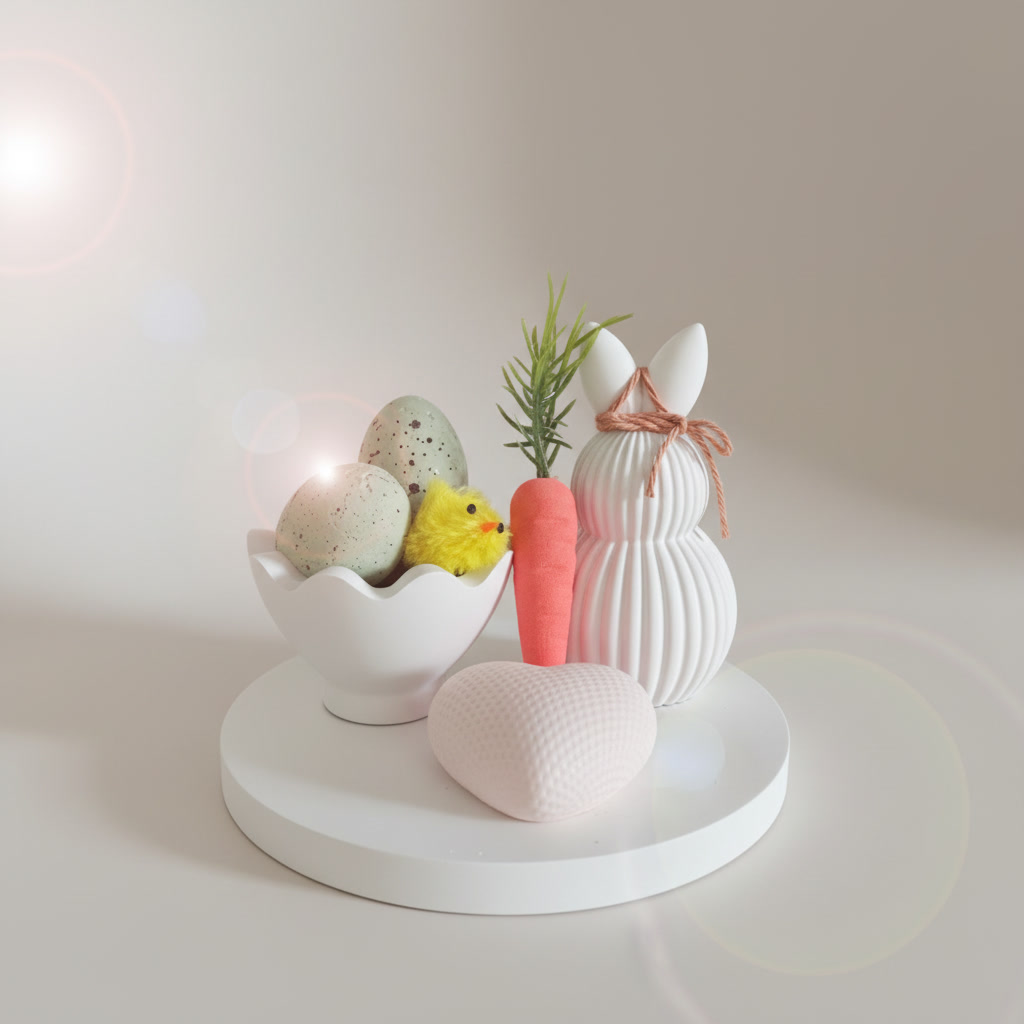 Oster-Dekoset mit Hase, Osterschale & Herz